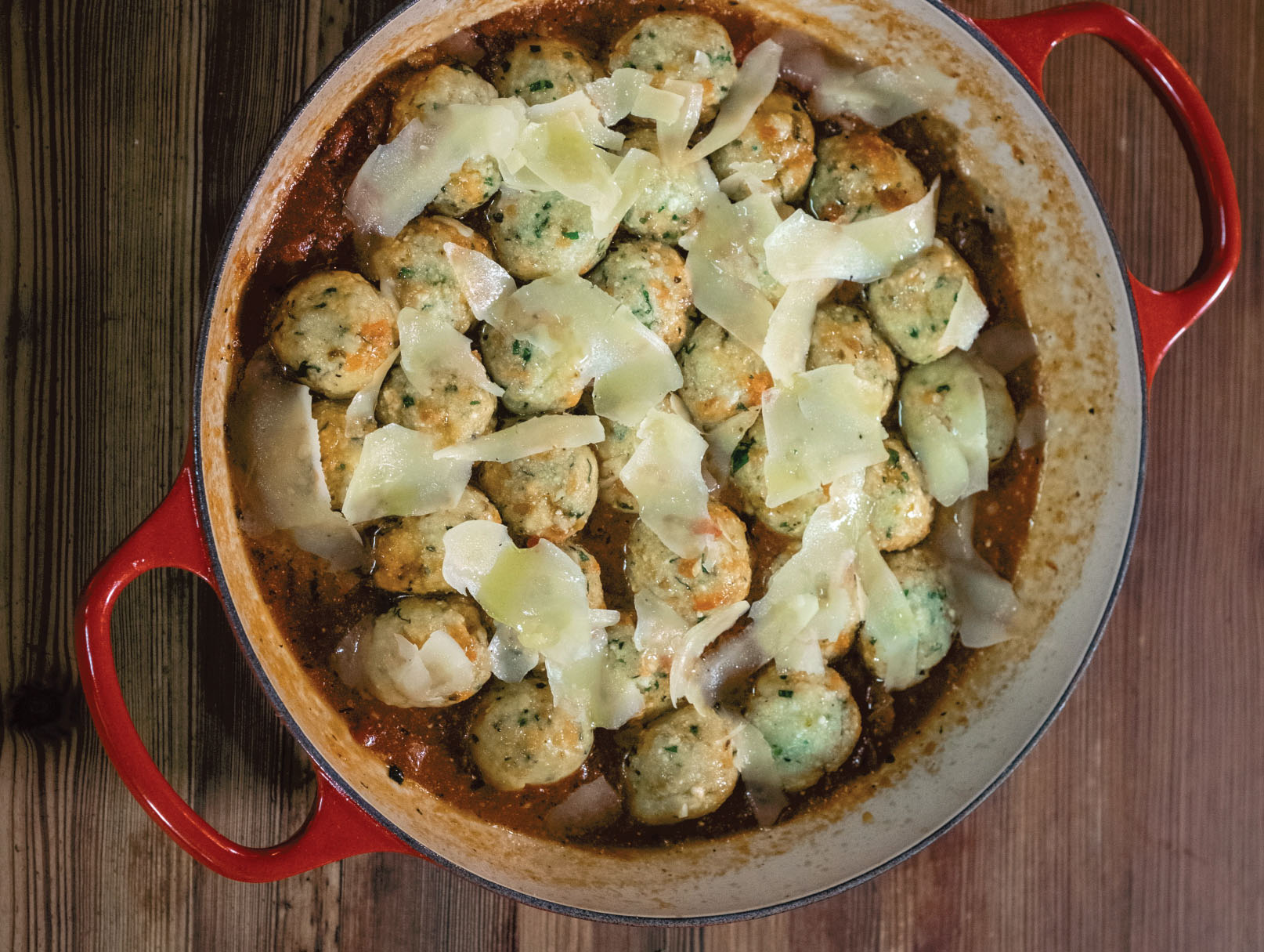 Malfatti de ricotta y rúcula